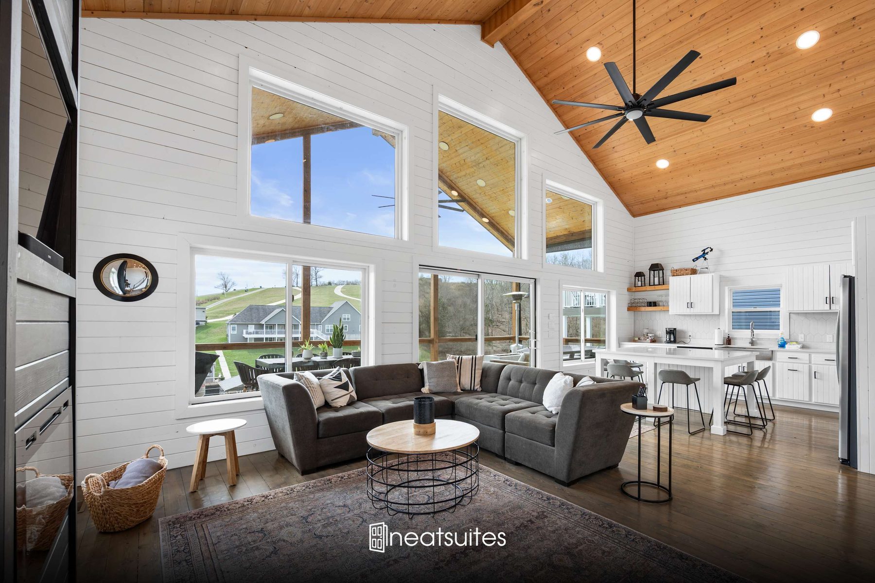 Bright modern farmhouse living area